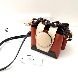 Yuzefi Daria Chain Crossbody Mini Tote Bucket Leather Bag